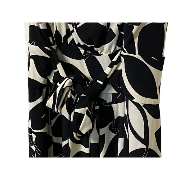 Premium Nine West Lined Dress, Leaf Pattern, Attached Belt, 12 - Picture 5 of 9